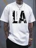 Summer 100 Cotton Fashionable Casual Mens Tshirt Trendy Street Style Los Angeles Letter Print Mens Short Sleeve Clothing