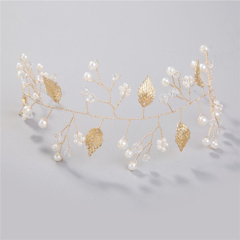 Handmade Tiara Jewelry Rhinestone Headpiece Bridal Hairpin Pearl Head Wear Crystal Headband