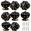 4/8pcs Ceramic Pumpkin Cabinet Knobs, Vintage Fashion Pumpkin Door Pulls for Kitchen/Dresser Drawers/Cabinets/Closets, Black with Screws