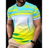 Summer Casual Round Neck Short Sleeve T-Shirts Men Clothing Fashion Comfortable Soft Breathable Creativity Stripes 3D Printed T-Shirts