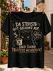 Da Stehste Gut Gelaunt Auf German Quote with Grumpy Cat Coffee Cup and Beige Vintage Distressed Art Unisex All T-Shirt