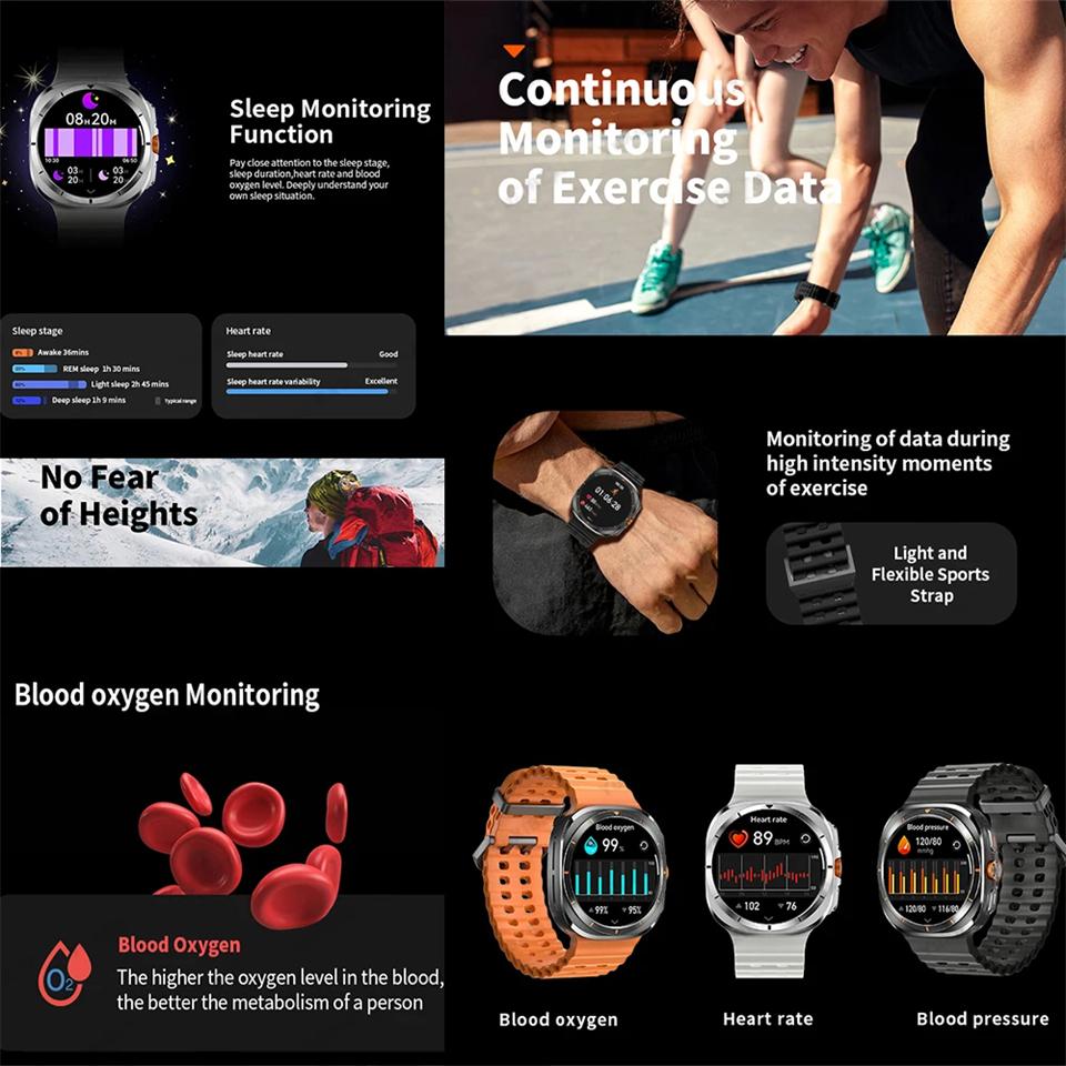 Watch 7 Ultra Smartwatch GPS Compass NFC Smart Watch Outdoor Sports Man AMOLED BT Call IP68 Smartwatch