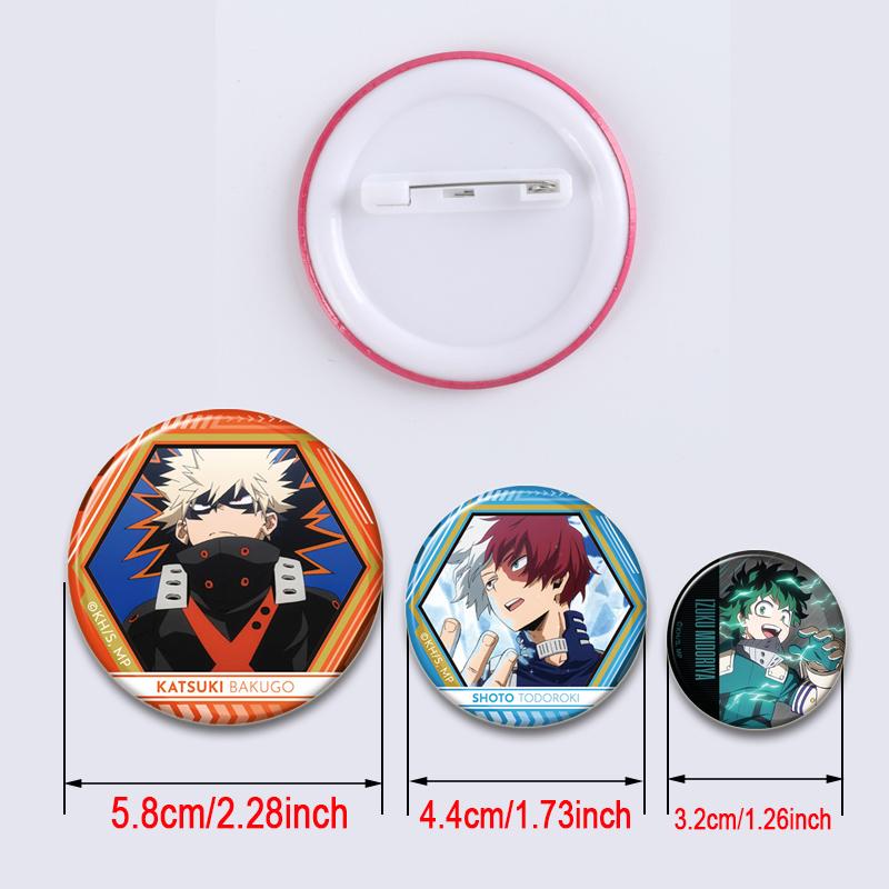 32/44/58mm Anime My Hero Academia Badge Midoriya Izuku/Bakugou Katsuki/Todoroki Shoto Cartoon Brooch Pins Backpack Clothes Accessorie Gift