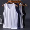 Men Mesh Vest Summer Tank Top Solid Color Round Neck Sleeveless Singlet Slim Fit Muscle Fitness Shirt for Gym Streetwear