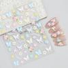 Dopamine Fleurs de Printemps Papillon Petites Fleurs Tulipe Relief Stickers 3D pour Ongles Décoration Colorée Ruban Papillon Curseurs Manucure