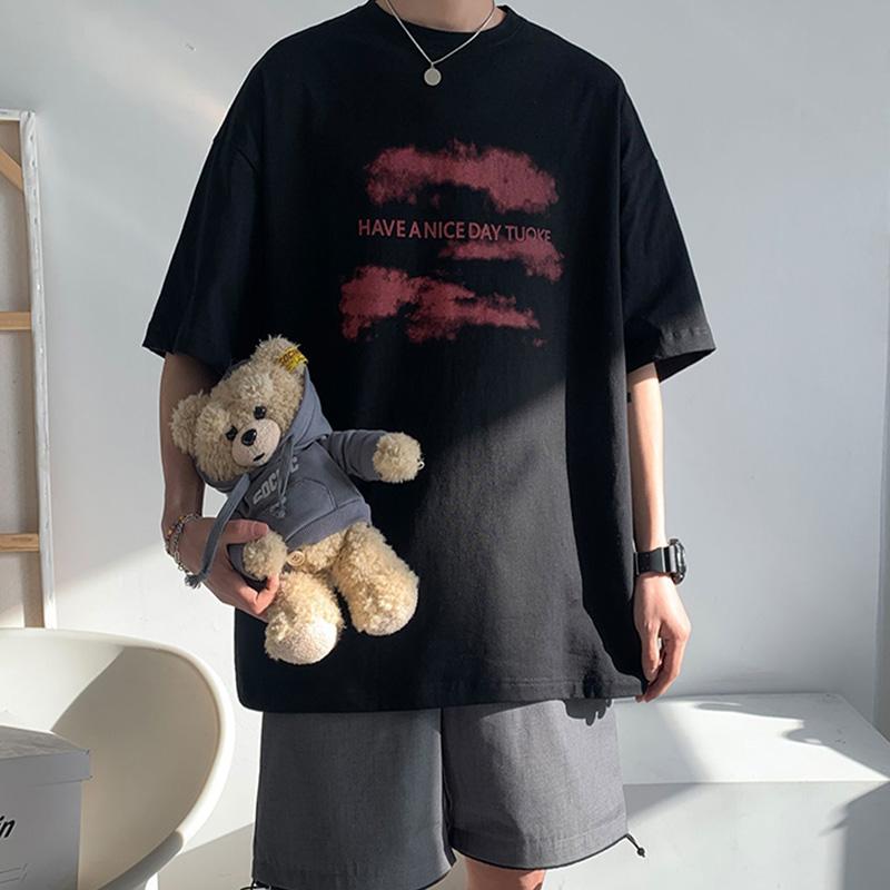IELGY Short-sleeved T-shirt Men's Summer Trend Loose And Versatile Hong Kong Style Simple Top