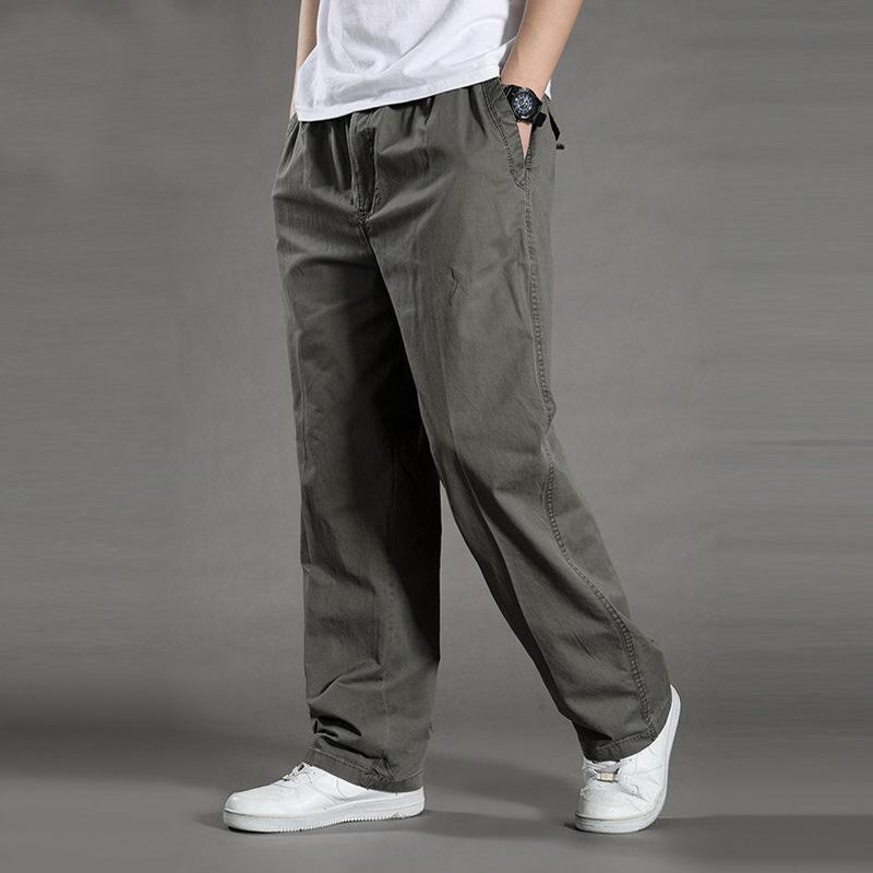 M-6XL Summer Men's Business Loose Bottoms Sweat-absorbent Thin Breathable Straight-leg Casual Pants