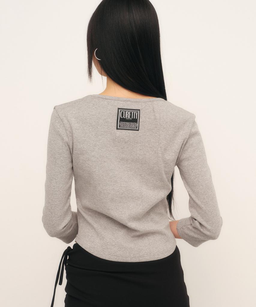 Kyuliti C 90S Line V-Neck T-Shirt_Grey