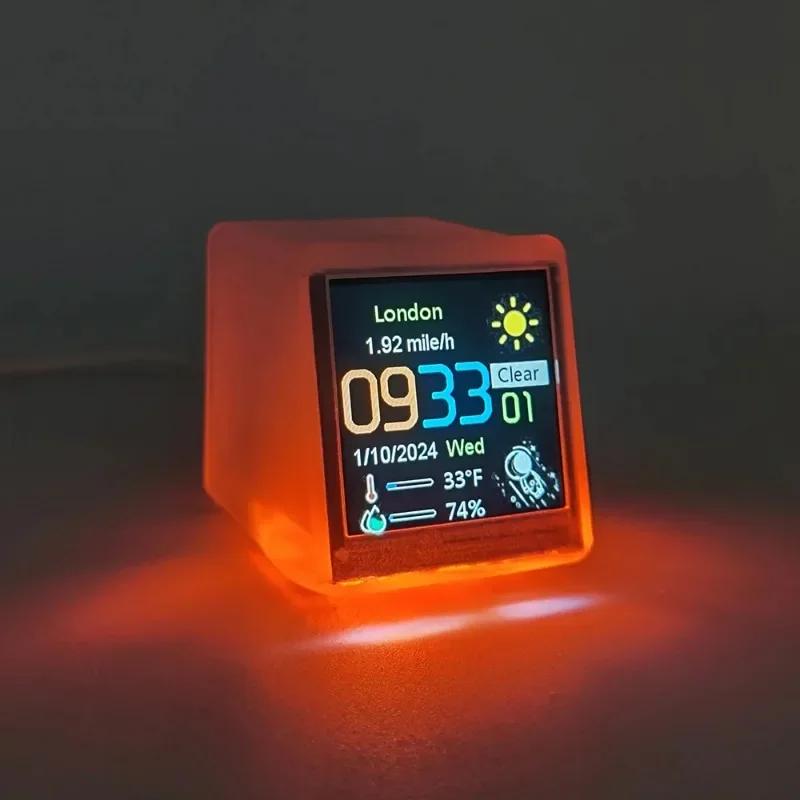 MINI Size Smart WIFI Weather Station Clock for Gaming Desktop Decoration. DIY Cute GIF Animations and Electronic Album Function