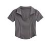 Sommer Neue Kurzarm Casual T-shirt Frauen Mode Vintage Slim Fit T Tops Büro Dame Solide Drehen-unten Kragen Einfache T Shirt Weibliche 24289