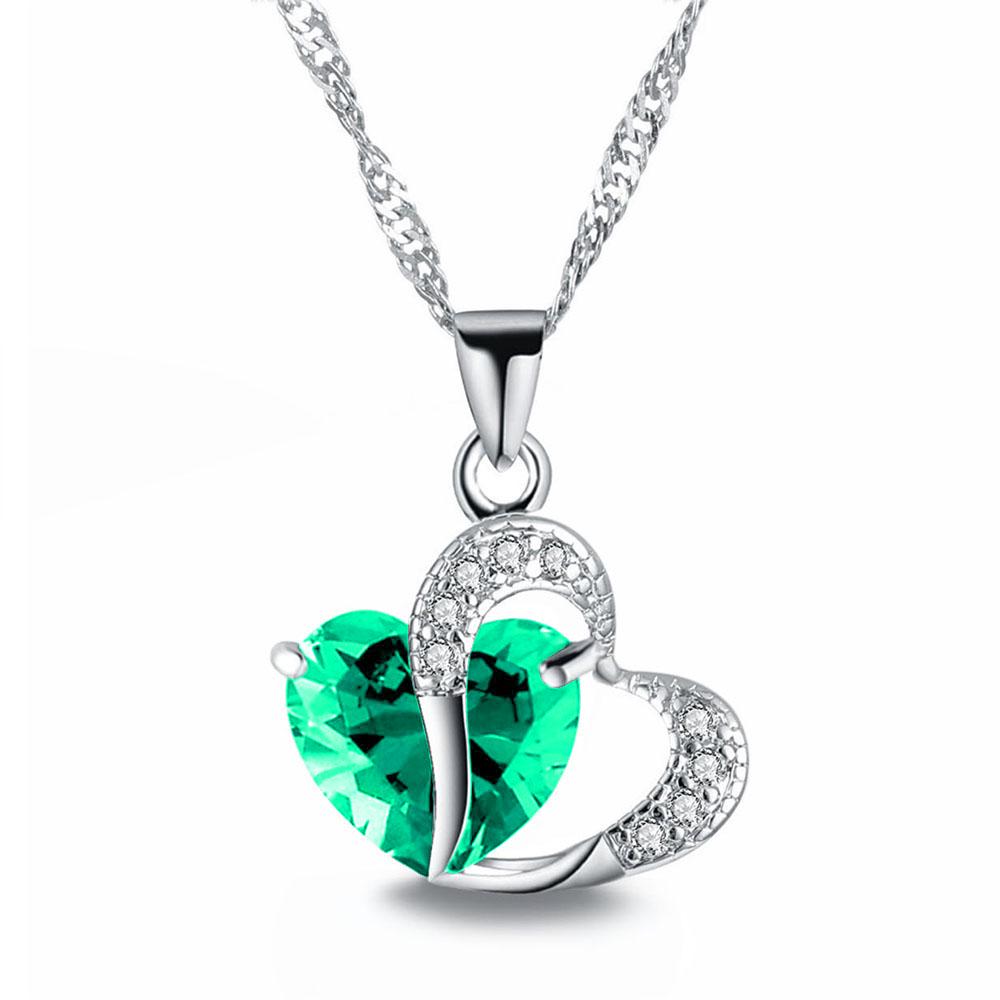 Hi Love Heart Romantic Love Wedding Necklace Women's Crystal Pendant Necklace