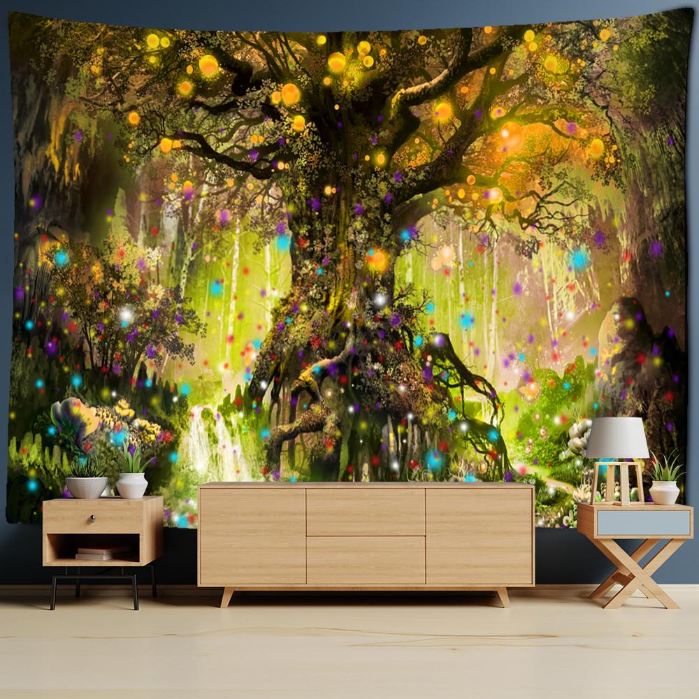 Mushroom Forest Tapestry Wall Hanging Psychedelic Witchcraft Dream Aesthetics Room Living Room Background Cloth Home Decor