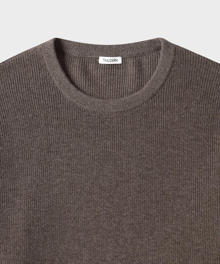 TAILDERN Leon Round Cotton Wool Sweater Brown