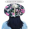 Floral Printed Folding Fan Hat Foldable Bamboo Sunscreen Cap Fan Sun Hats  for Travel