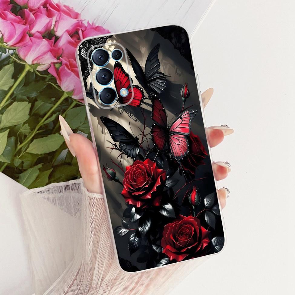 Transparent Cover For Oppo Reno5 5G Case CPH2145 Cute Cat Fashion Butterfly Funny Painted Casing PEGM00 PEGT00