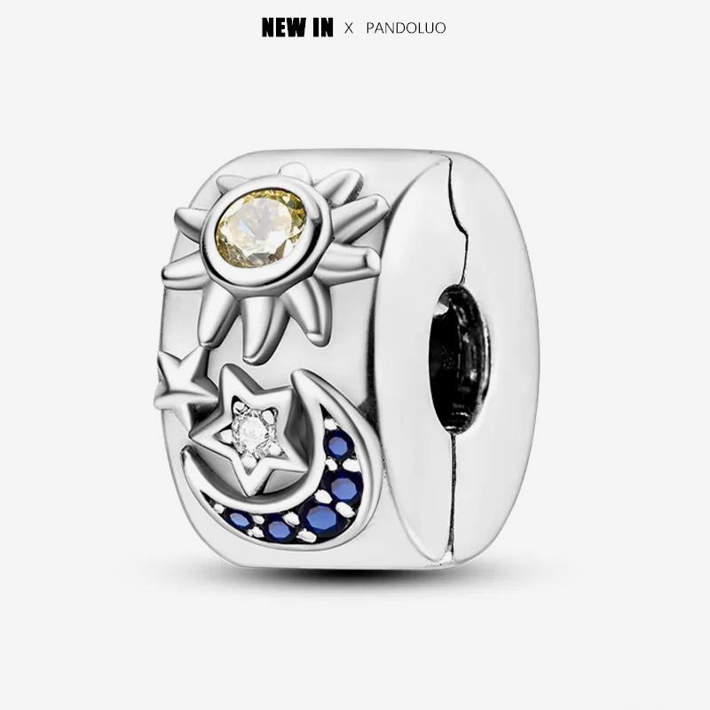 Latest In Star Moon Sun Charm Bead Elements Suitable For Pandach Authentic Bracelet Style Women Genuine Copper Pendant Piece Bead Components Jewelry