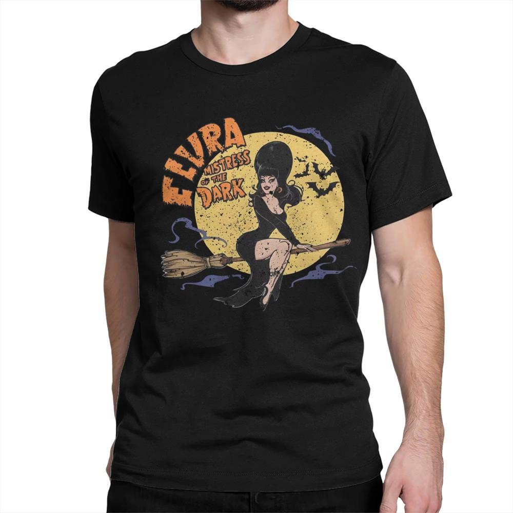 T-shirt in Cotone Stampata Retrò Gotica Lavata Vintage Elvira Padrona del Buio Uomo Donna Tee Estiva Casual Moda Abbigliamento Top Streetwear