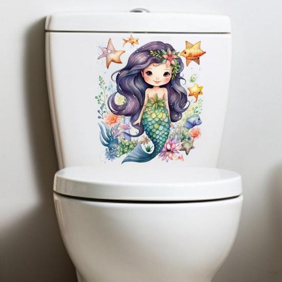 Creative Underwater World Mermaid Αυτοκόλλητα τοίχου Αδιάβροχα PVC Αυτοκόλλητα Αυτοκόλλητα Διακοσμητικά τέχνης βινυλίου Αφαιρούμενο καπάκι τουαλέτας Αυτοκόλλητα μπάνιου