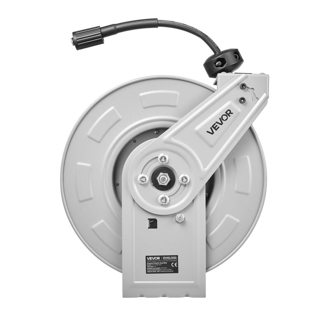 Survepesuri Voolikurull, 19,8 m x 6,4 mm Pikendatav Tugev Terasest Survepesuri Voolikurull, Maks. 3200 PSI, Automaatne Kerimine, Paindlik Seinale/Põrandale