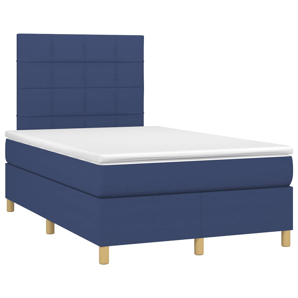 Vidaxl Continental Bed With Mattress, Blue, 120X190Cm, Fabric