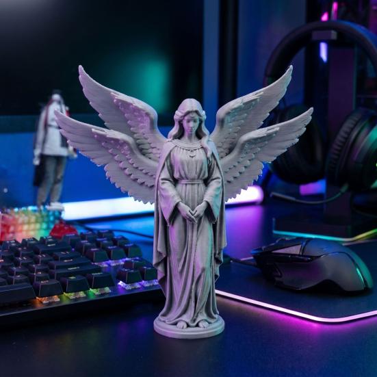 Guardian Angel Figurine 3D Printed Four-Winged Angel Statue for Home Office Bookshelf Desktop Decoration