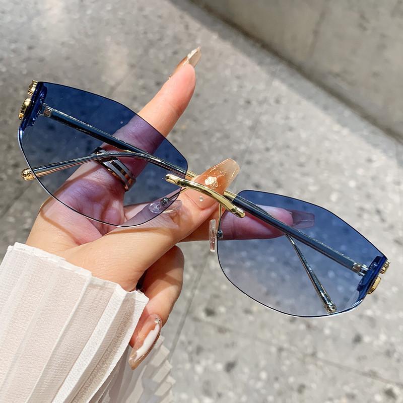 Geometric Cat Eye Sunglasses With Metal Frame Uv400 Sun Protection For Fashionable Women