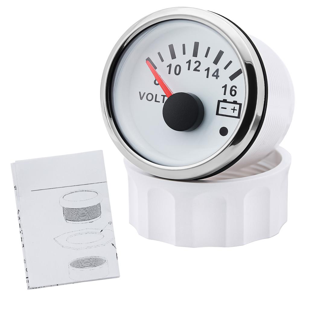 A 52mm Marine Auto Voltmeter Gauge 8-16/16-32 Volts Voltage Gauge for Universal Car Caravan Marine Boat Red Backlight Volt