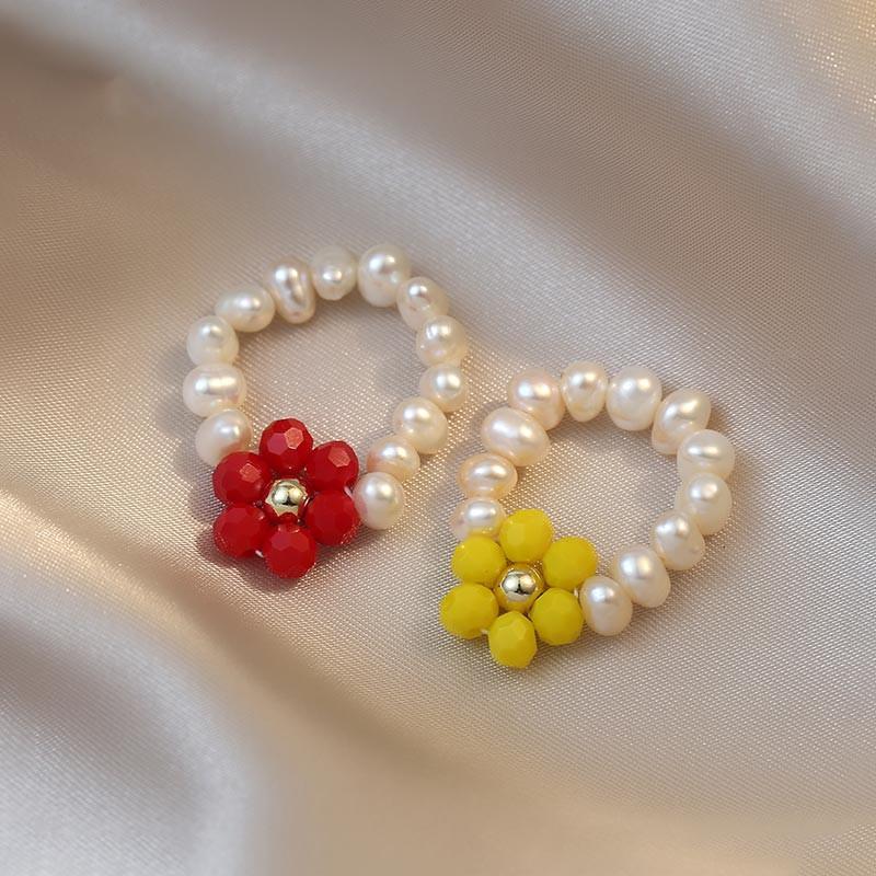 High Quality Sweet Flower Design Natural Freshwater Pearl Female Party Ring For Women Cheap Gifts