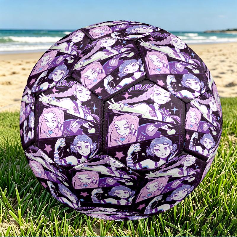 KPop Demon Hunters Druck Größe 5 Fußball, PU Abriebfester Fußball für Spieltraining und tägliches Training, Geburtstagsgeschenk für Fußballfans