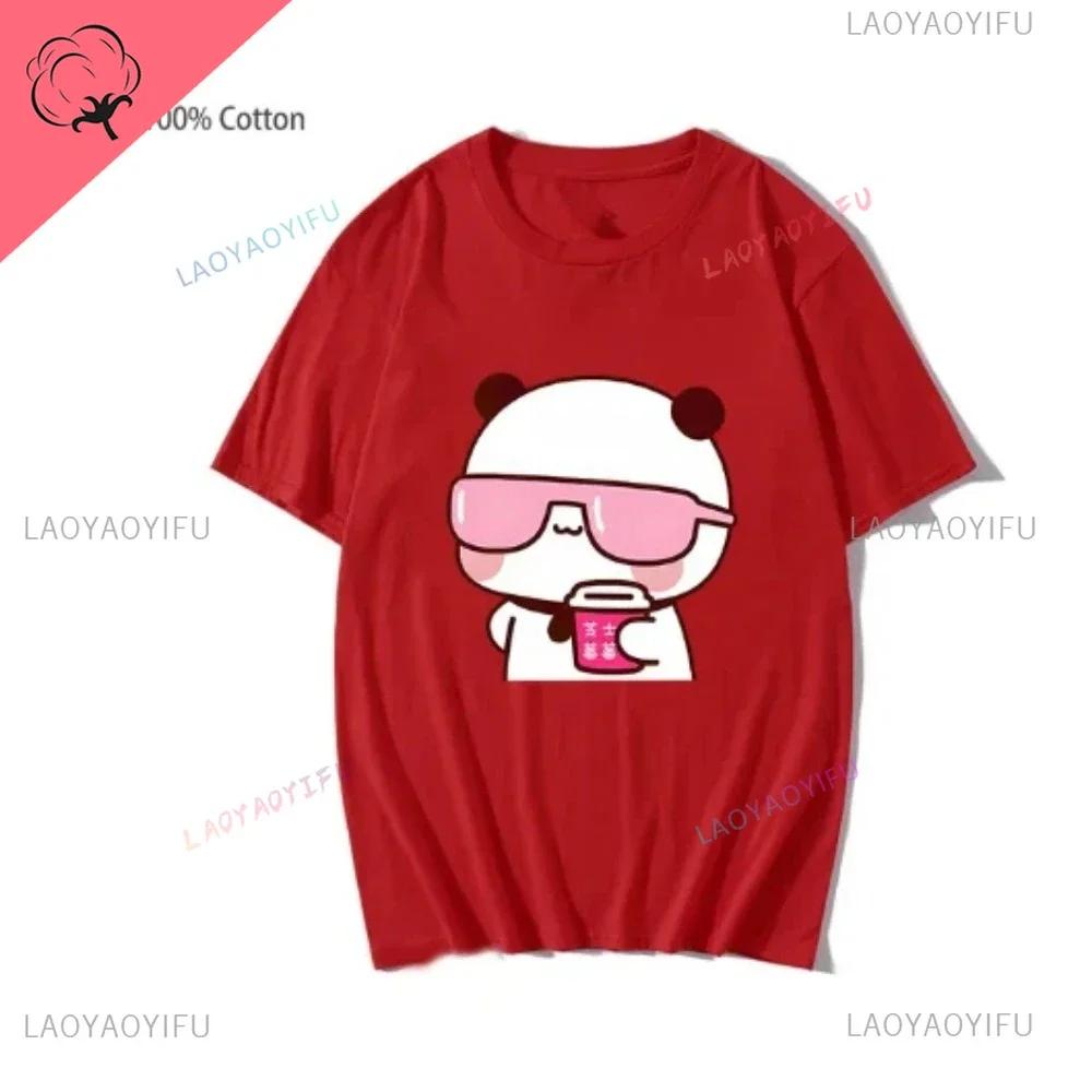 Pár triček Bubu sleduje filmy a pije mléčný čaj s Dudu Tričko Kreslené Roztomilé Grafické Trička pro Dámy Kawaii Bavlněná Unisex Tílka
