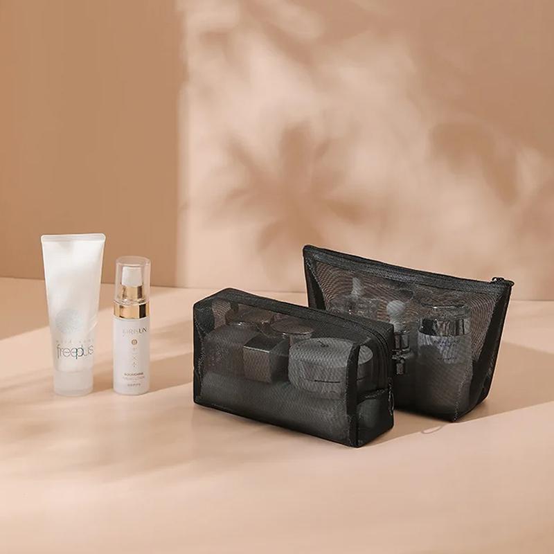 Mesh Transparante Cosmetische Tassen Klein Groot Zwart Make-uptasje Draagbaar Reis Toiletartikelen Organizer Etui Lippenstift Opbergzakje