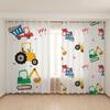 3D New Cute Blue Yellow Toy Car Excavator Curtain for Children's Room Boys Bedroom Baby Room Kindergarten Window 2Panel New Patt