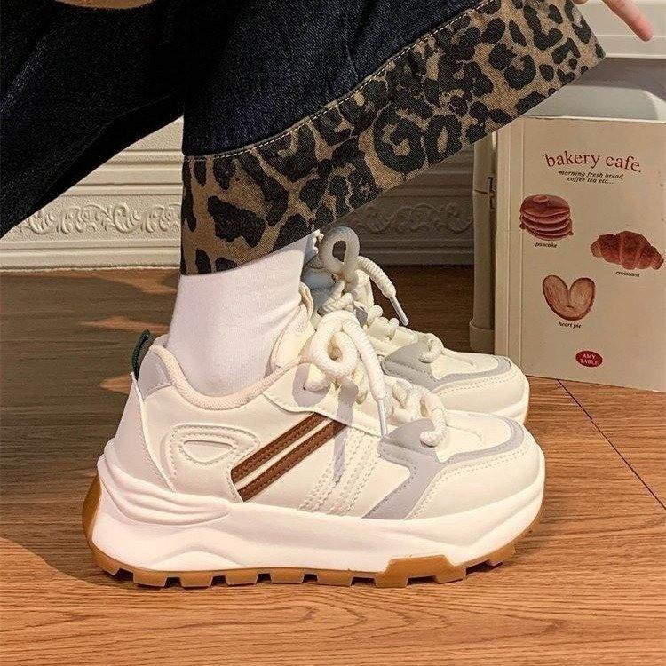 Lekkie Letnie Grube Trampki - Unisex Oddychające Siatkowe Buty Taty na Platformie Jesień Nowe Unisex Grube Trampki