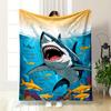Fierce Shark Underwater Illustration Blanket Flannel Blanket for Bedroom, Living Room, Sofa, and Nap Sofas.