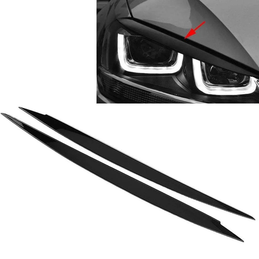 2 ST Bilstrålkastare Ögonbryn Ögonlocksskydd Trim ABS Kolfiber Iögonfallande För VW Golf 7 VII GTI GTD R MK7 2013-2017