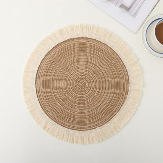 Nordic Table Placemats Round Heat-Resistant Coasters with Fringe Bowl Pads Teapot Trivet for Dining Table Setting