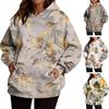 Women Hoodie with Big Front Pocket Camouflage Maple Leaf Print Oversized Hooded Sport Top Casual Style Outdoor Travel Sport Clothes