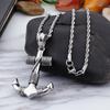 Hip Hop Retro versilberte Marine-Anker-Halsketten für Herren, modischer Punk-Rock-Schmuck