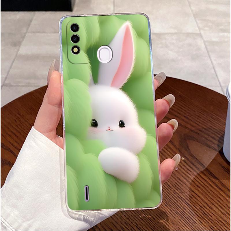Case for ITEL P37 / Vision 2s Cover Clear Soft Silicone Love Heart Rabbit Phone Casing for Itel P37 Vision2s P651L P651W Shell