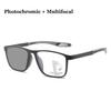 Men Women Progressive Near Far Eyewear Ultralight Photochromic Reading Glasses Anti-Blue Lamp Multifocal Color Changing Glasses