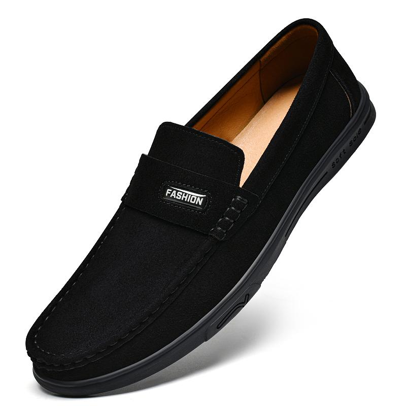 Fashion British Style Men's Outdoor Breathable Outdoors Loafers Fashion Brand Men's Comfortable Soft Sole Suede Round Toe Casual Shoes