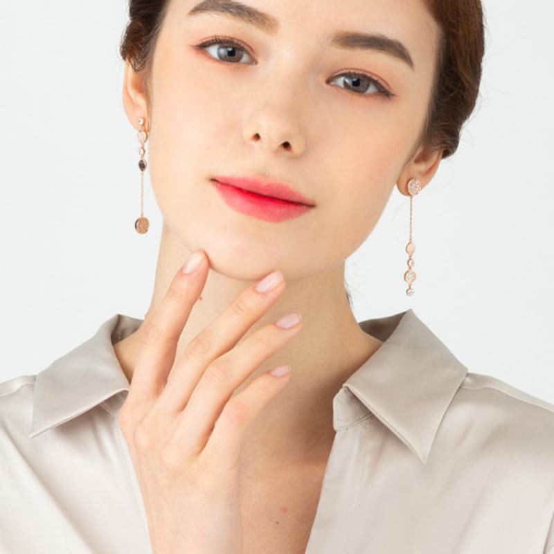 Boucles d'oreilles pendantes rondes triples en or 14 carats ELLE (Épingle en or) ELGPEE259