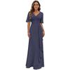 Evening Dress 1011 New V-neck Pleated Long Chiffon Party Dress Skirt Slim Swing Wedding