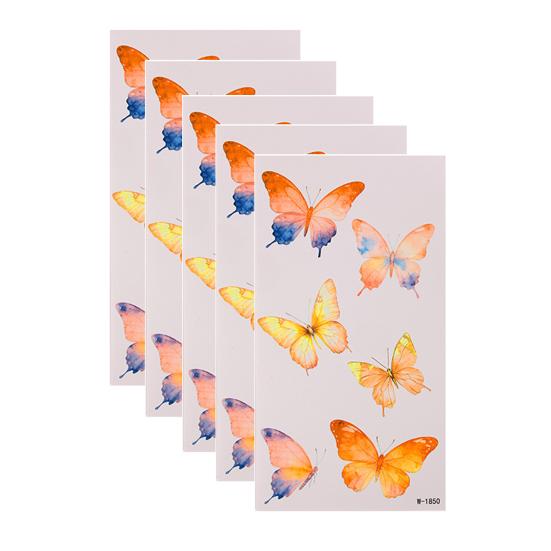Huaqianguhh 5 Sheets Butterfly Tattoo Stickers, Waterproof Temporary Flower Tattoos, Colorful Face Body Tattoos for Parties Night Club Music Festival