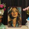 Vintage Retro Blonde Woman Portrait Metal Tin Sign Rustic Home Wall Art Decor