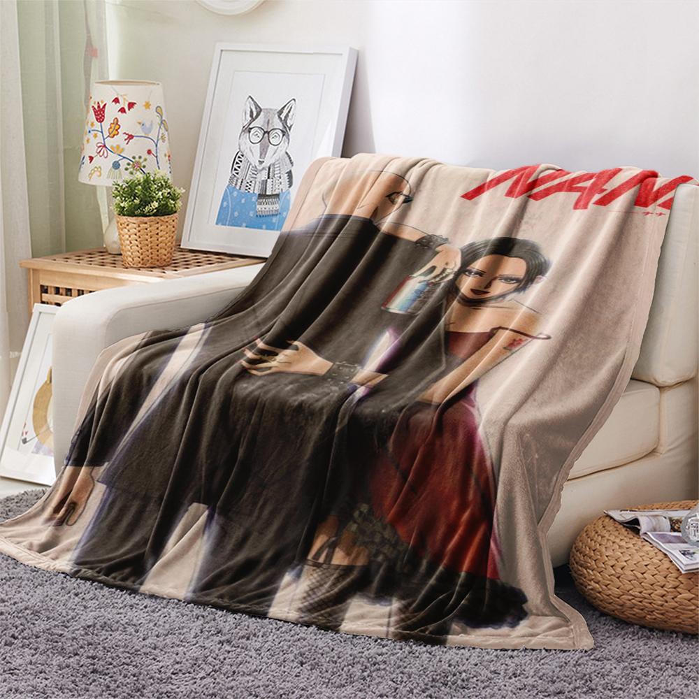 1Pc Cartoon Print Flannel Blanket, High Quality Comfortable for All Seasons, Home Decor, Warmth and Comfort, Perfect for Christmas Birthday Gift
