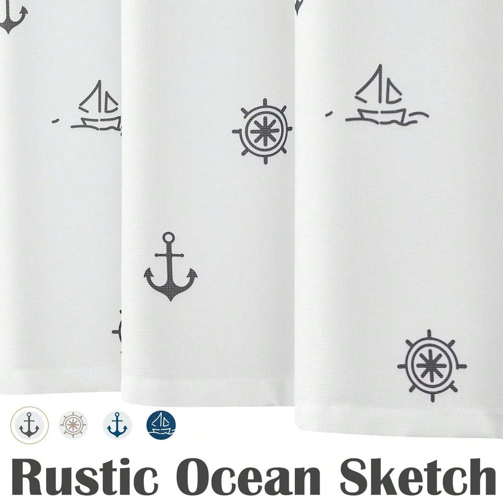 Tenda Doccia Nautica Per Bagno Tessuto Stampato Tenda Doccia Oceano Barca a Vela Semplice Impermeabile In Bagno Set Tende Doccia