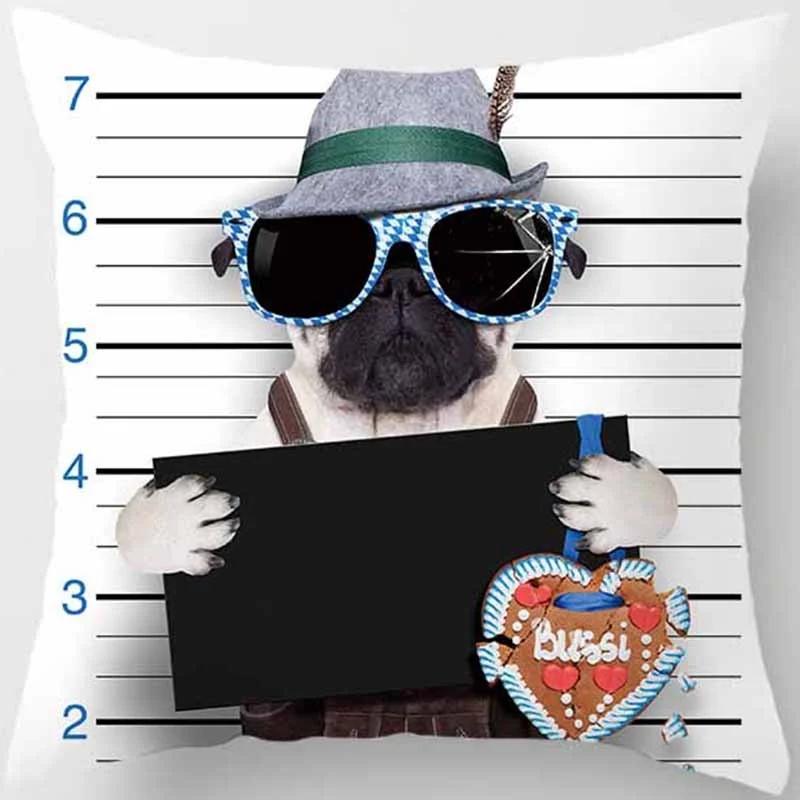 Funny Cartoon Dog Print Pillowcase Home Decor Car Sofa Cushion Cover (45Cm*45Cm)