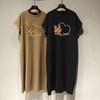 New Cotton Short-sleeved T-shirt Skirt Women's Loose and Thin Small Flying Sleeves Split-ended Love Dress Long Dress Summer
