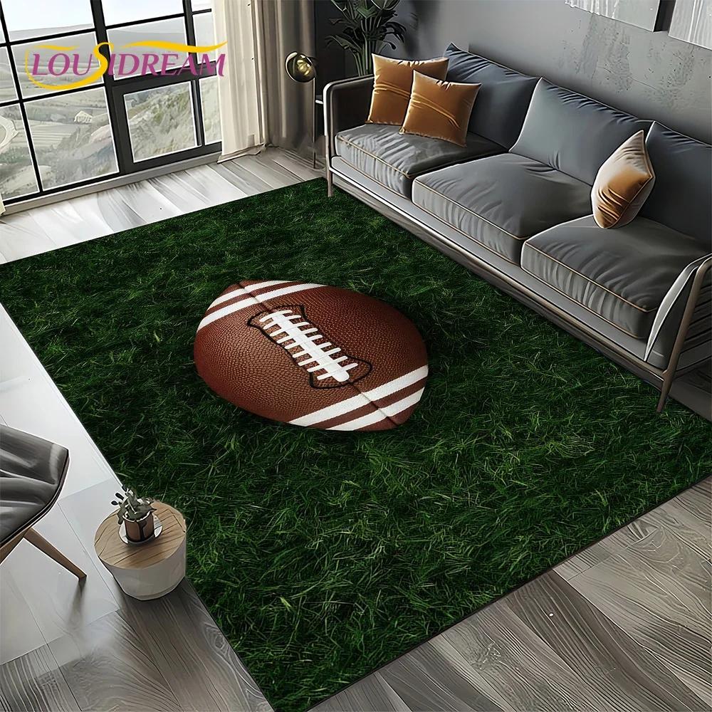 Cartoon 2025 Rugbyveld Rugby American Football Kleed voor Woonkamer Slaapkamer Huis Sofa Decoratie, Vloerkleed Antislip Vloermat